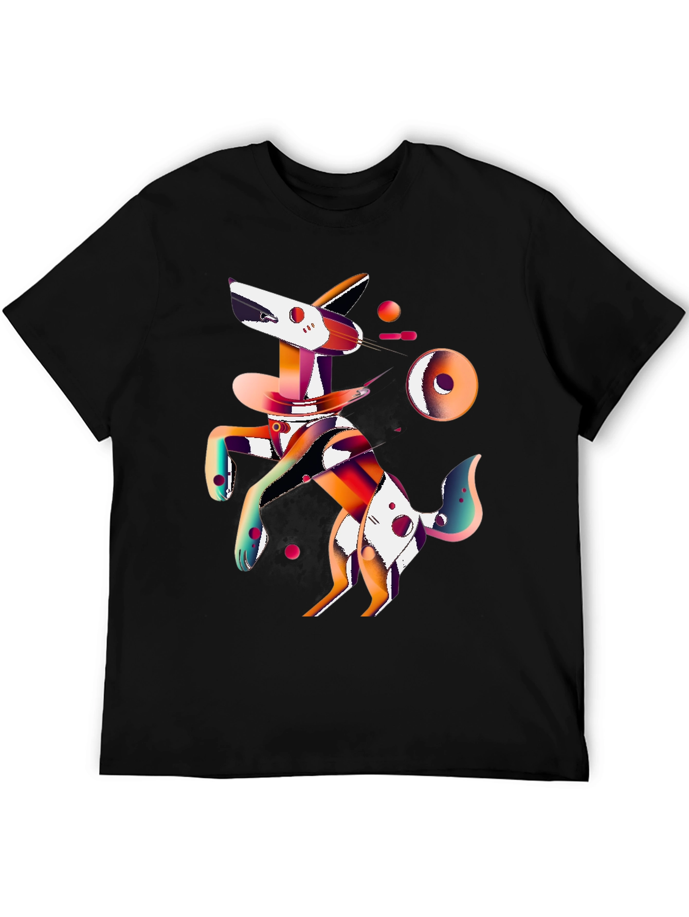 Abstract Dog Graphic Black T-Shirt