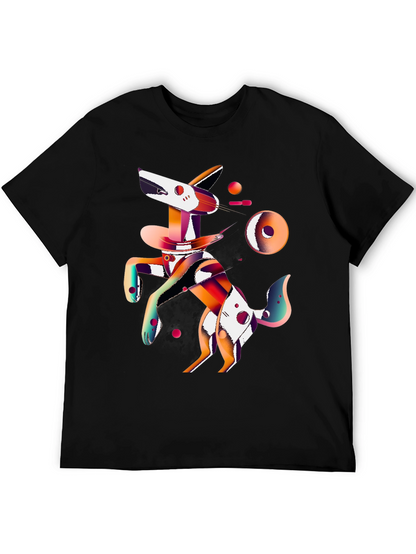 Abstract Dog Graphic Black T-Shirt