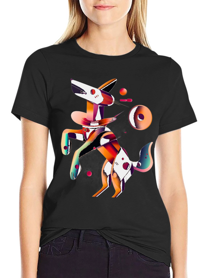 Abstract Dog Graphic Black T-Shirt