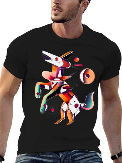 Abstract Dog Graphic Black T-Shirt