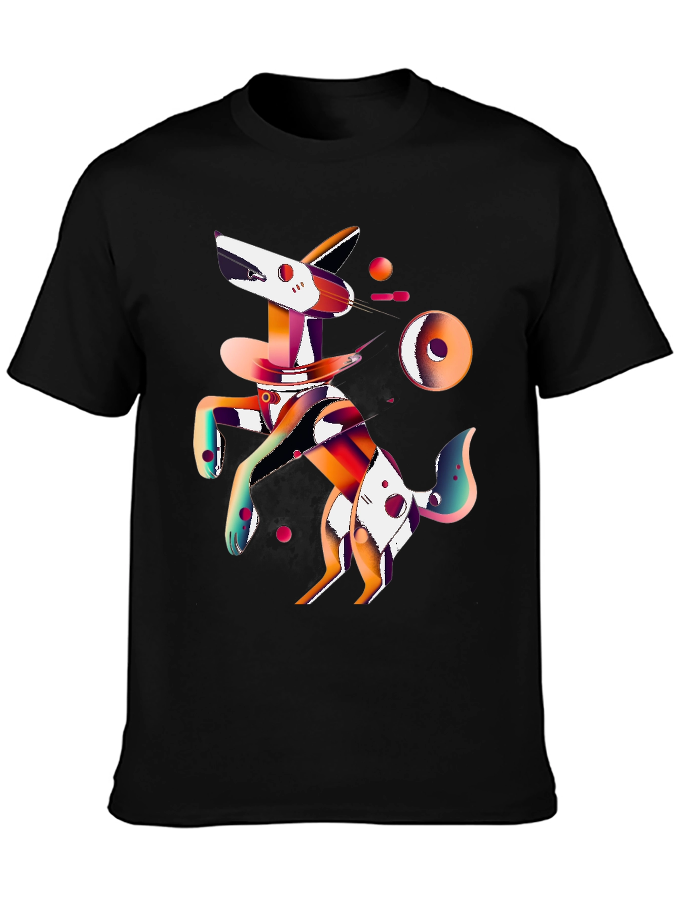 Abstract Dog Graphic Black T-Shirt