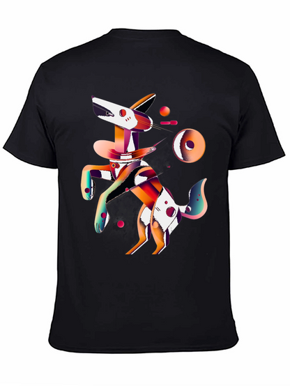 Abstract Dog Graphic Black T-Shirt