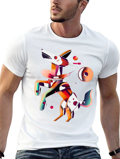 Abstract Dog Graphic Black T-Shirt