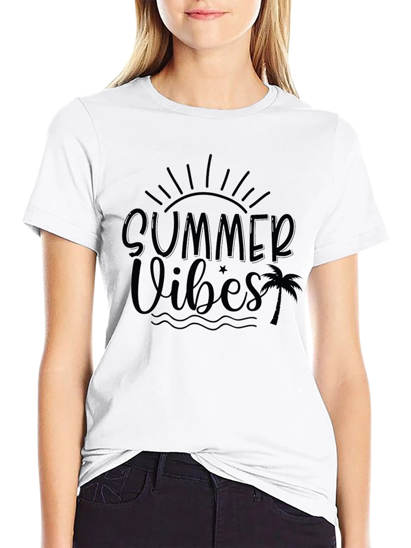 Summer Vibes Black Graphic T-Shirt