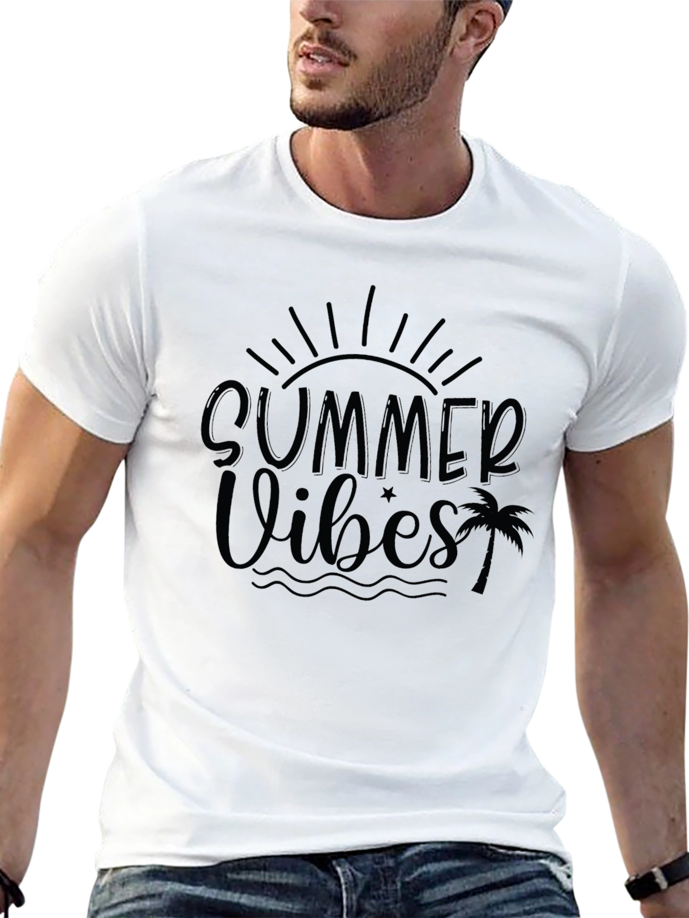 Summer Vibes Black Graphic T-Shirt