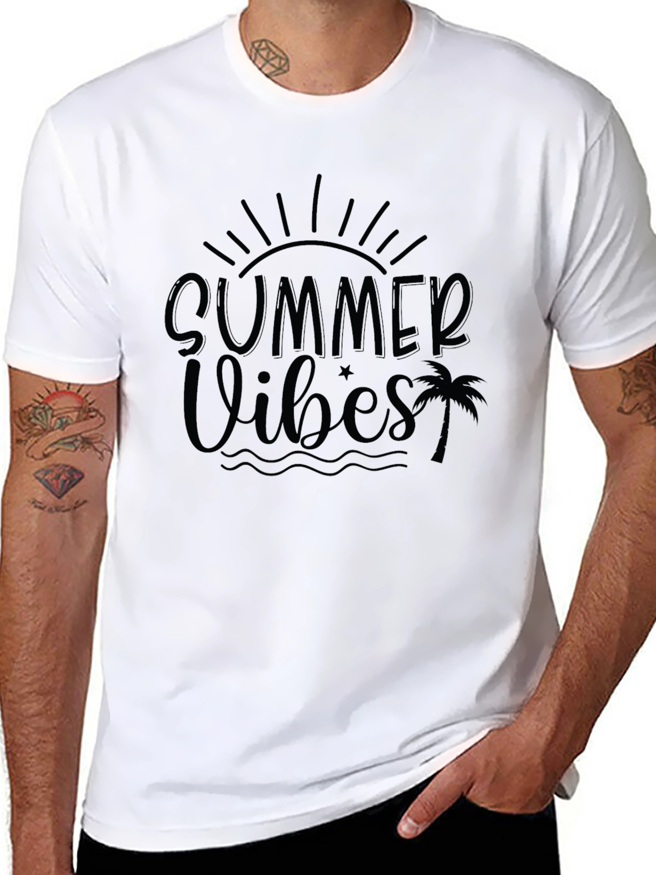 Summer Vibes Black Graphic T-Shirt