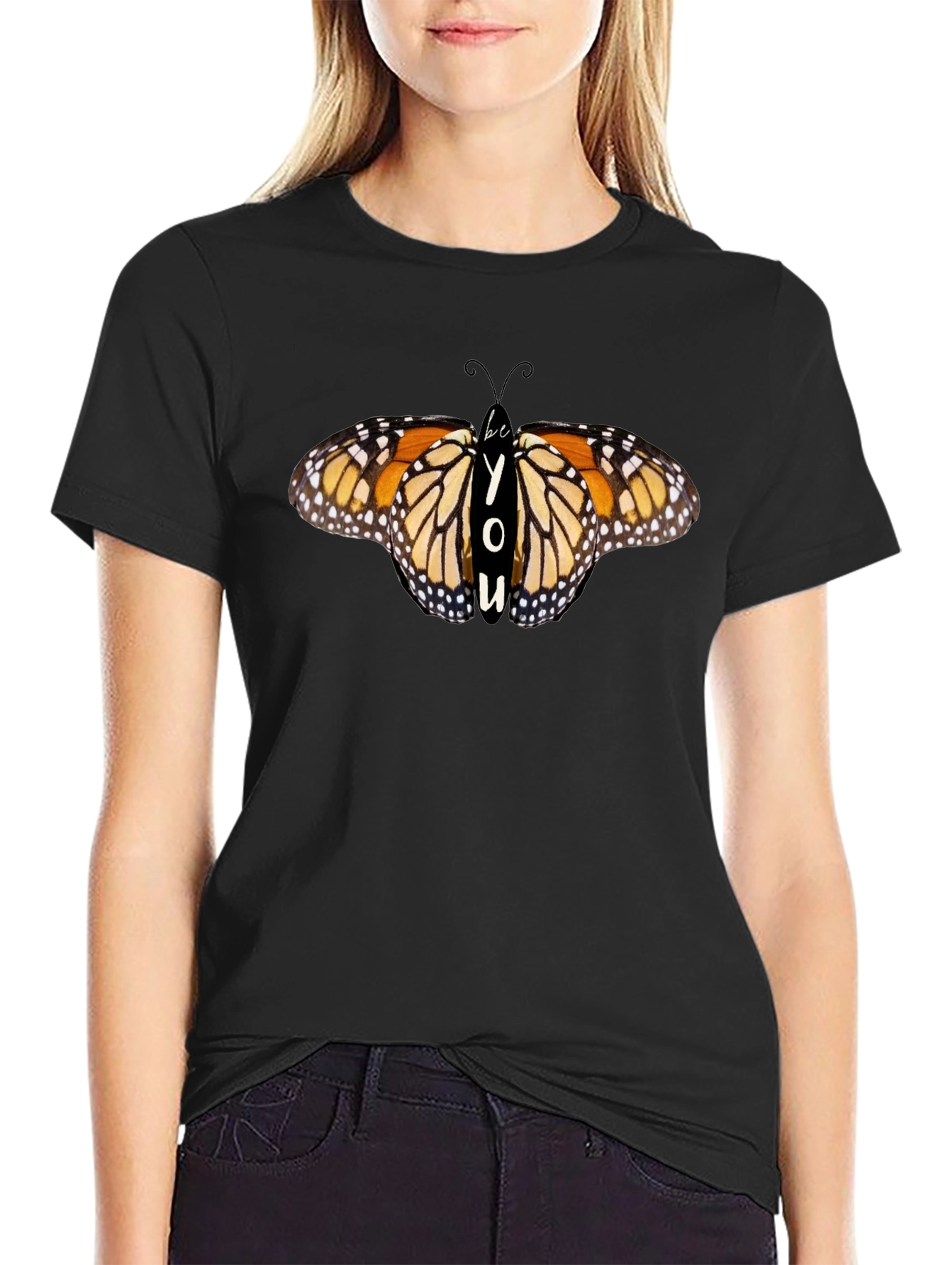 Be You Butterfly Graphic Black T-Shirt
