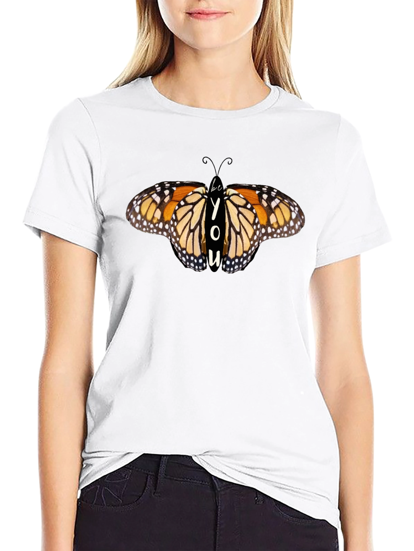 Be You Butterfly Graphic Black T-Shirt