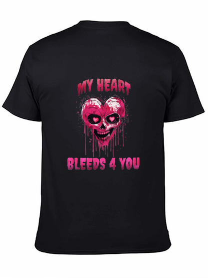 Bleeding Heart Skull Graphic Tee - Valentines Day Shirt