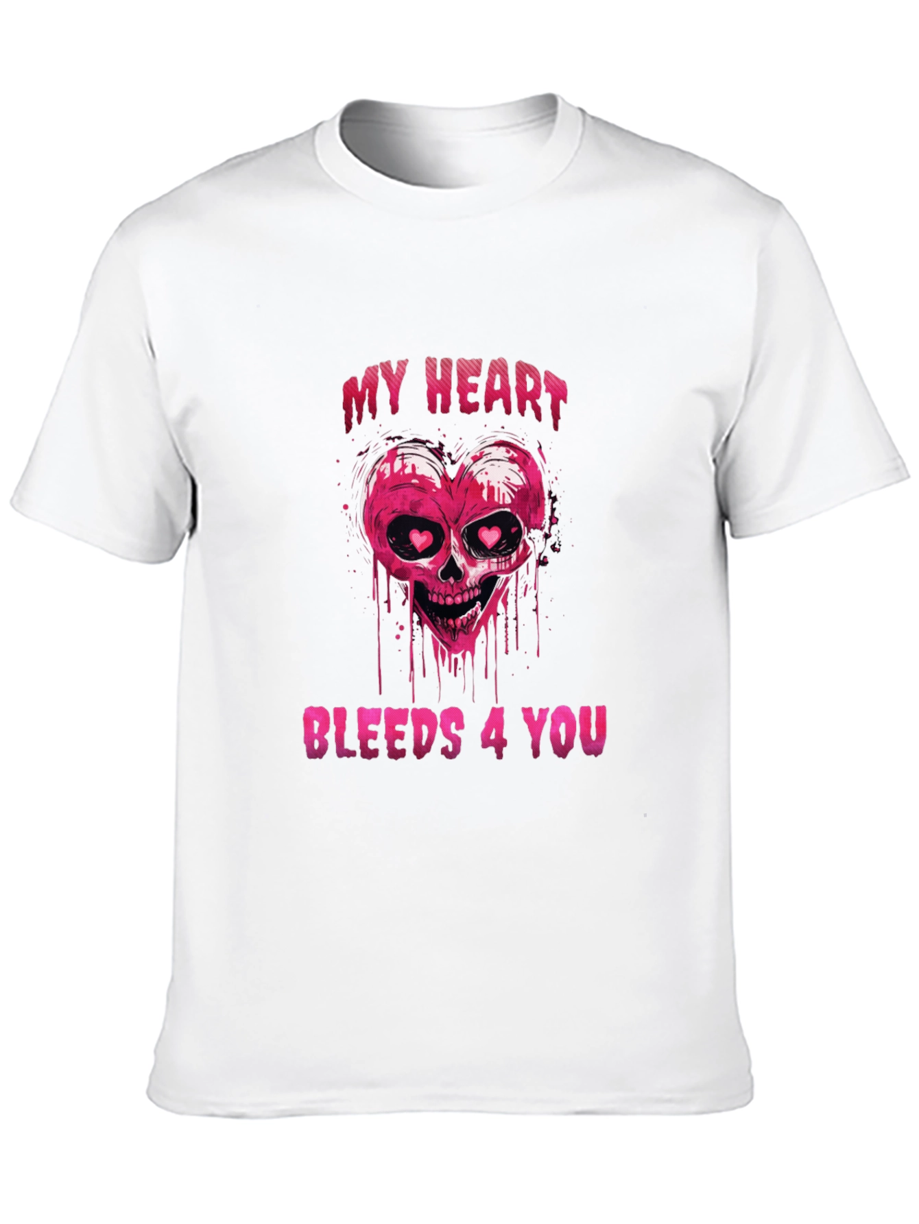 Bleeding Heart Skull Graphic Tee - Valentines Day Shirt