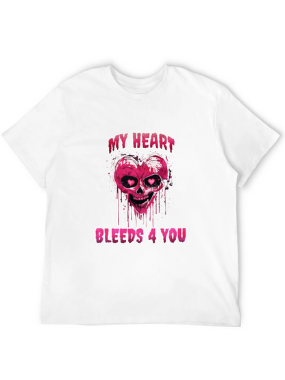 Bleeding Heart Skull Graphic Tee - Valentines Day Shirt