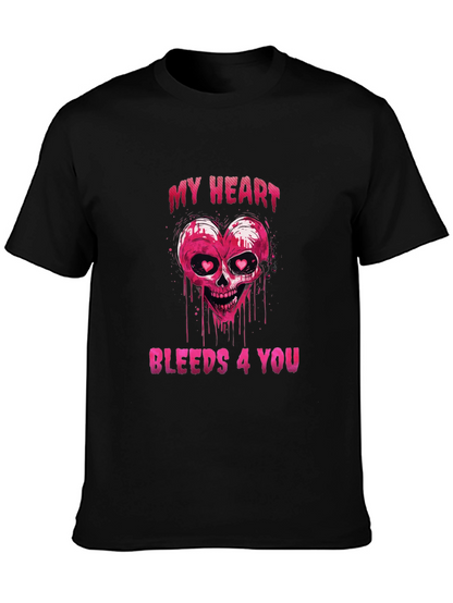 Bleeding Heart Skull Graphic Tee - Valentines Day Shirt
