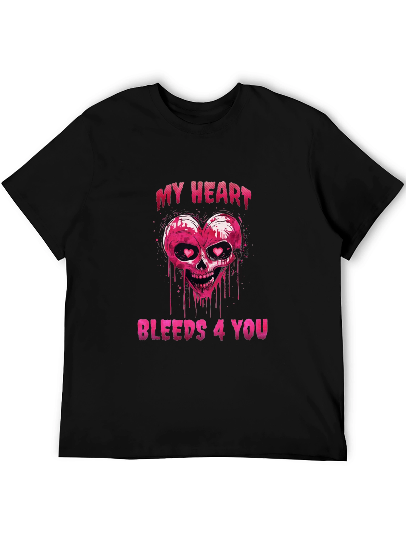 Bleeding Heart Skull Graphic Tee - Valentines Day Shirt