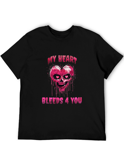 Bleeding Heart Skull Graphic Tee - Valentines Day Shirt