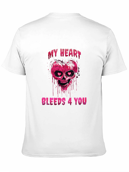 Bleeding Heart Skull Graphic Tee - Valentines Day Shirt