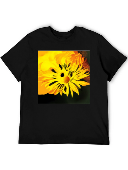 Unique Floral Face Graphic Black T-Shirt