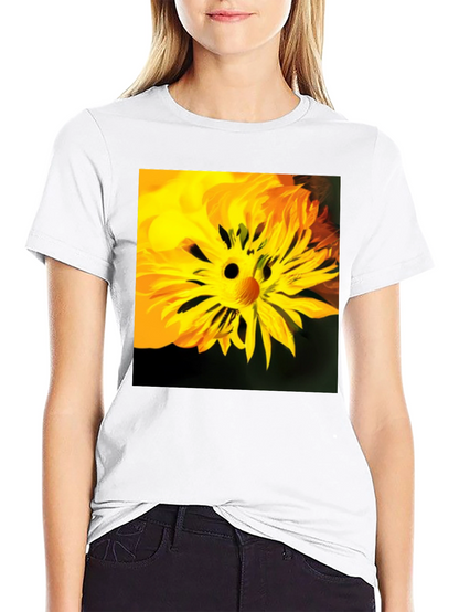 Unique Floral Face Graphic Black T-Shirt
