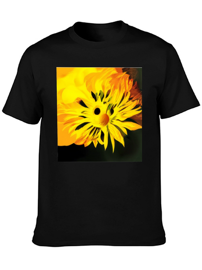 Unique Floral Face Graphic Black T-Shirt