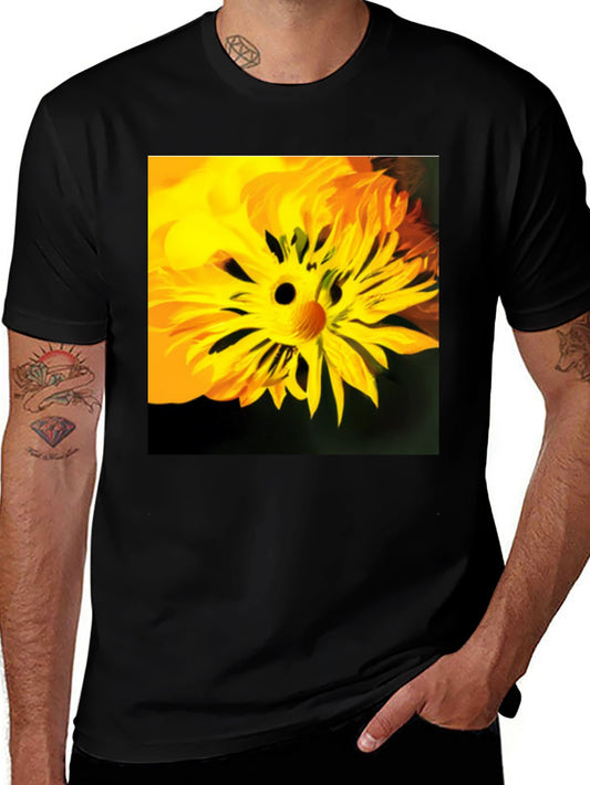 Unique Floral Face Graphic Black T-Shirt