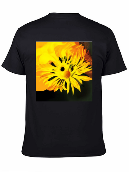 Unique Floral Face Graphic Black T-Shirt