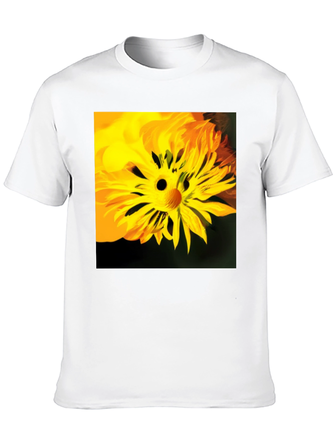 Unique Floral Face Graphic Black T-Shirt