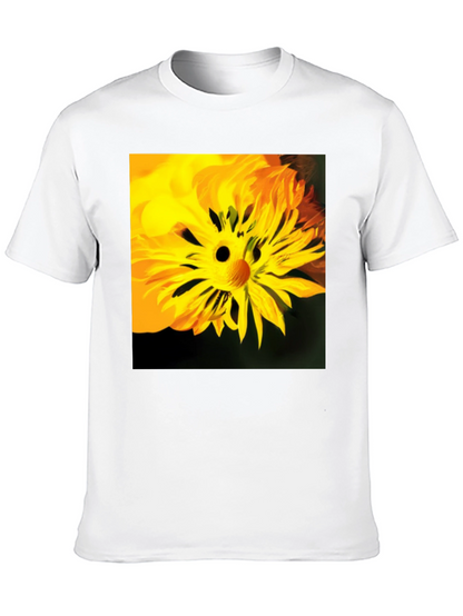 Unique Floral Face Graphic Black T-Shirt