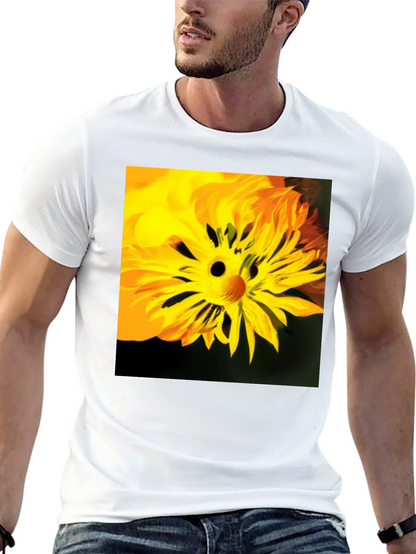 Unique Floral Face Graphic Black T-Shirt