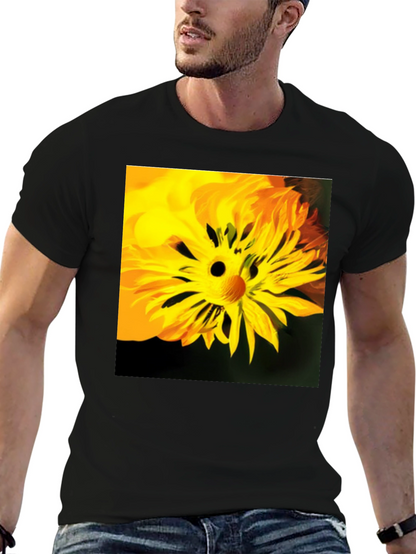 Unique Floral Face Graphic Black T-Shirt
