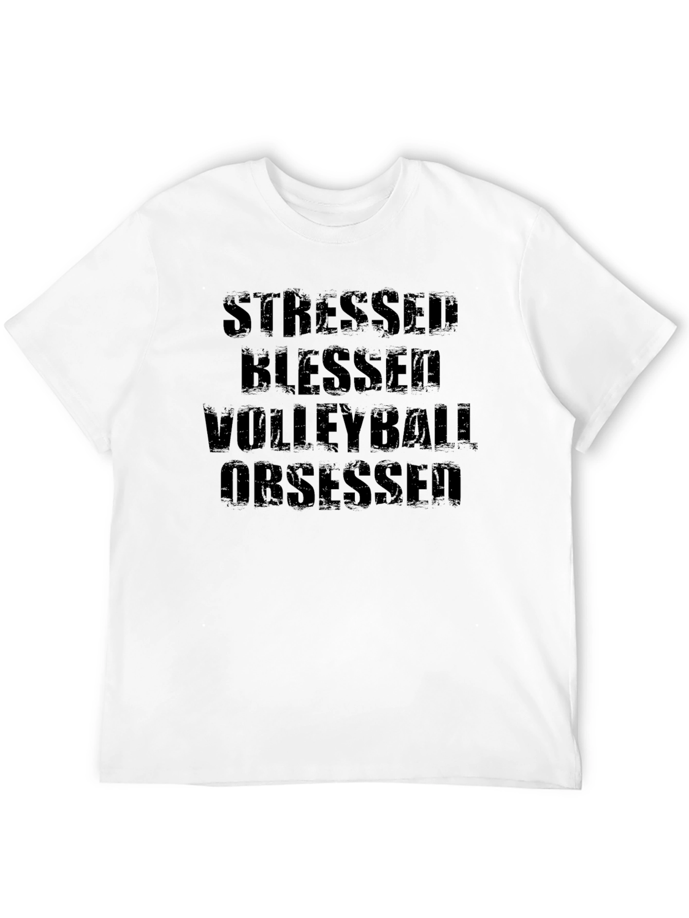 Stressed Blessed Volleyball Obsessed Black T-Shirt