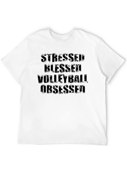 Stressed Blessed Volleyball Obsessed Black T-Shirt