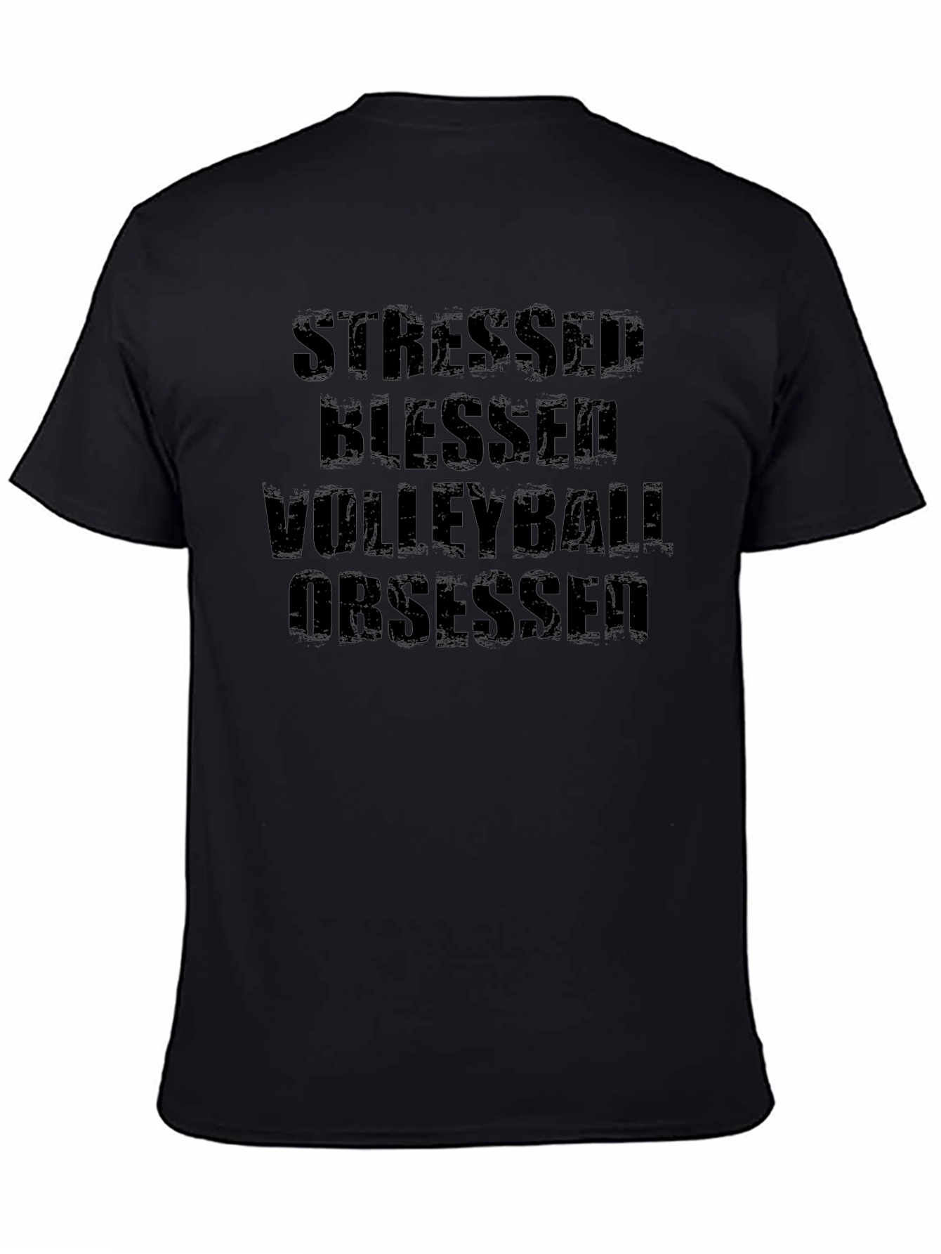 Stressed Blessed Volleyball Obsessed Black T-Shirt