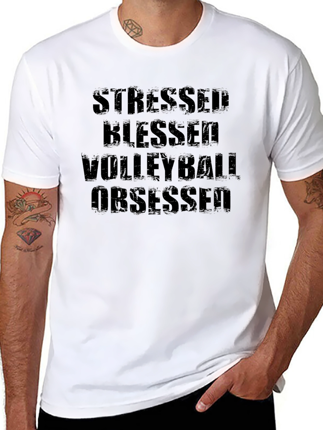 Stressed Blessed Volleyball Obsessed Black T-Shirt