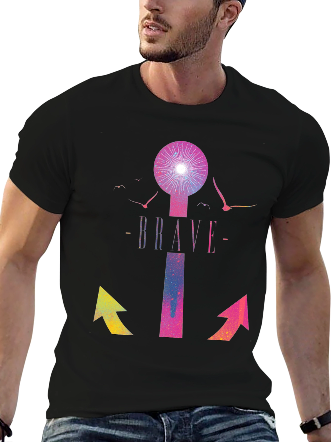 Brave Graphic Print Crew Neck T-Shirt