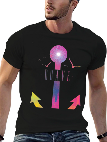Brave Graphic Print Crew Neck T-Shirt