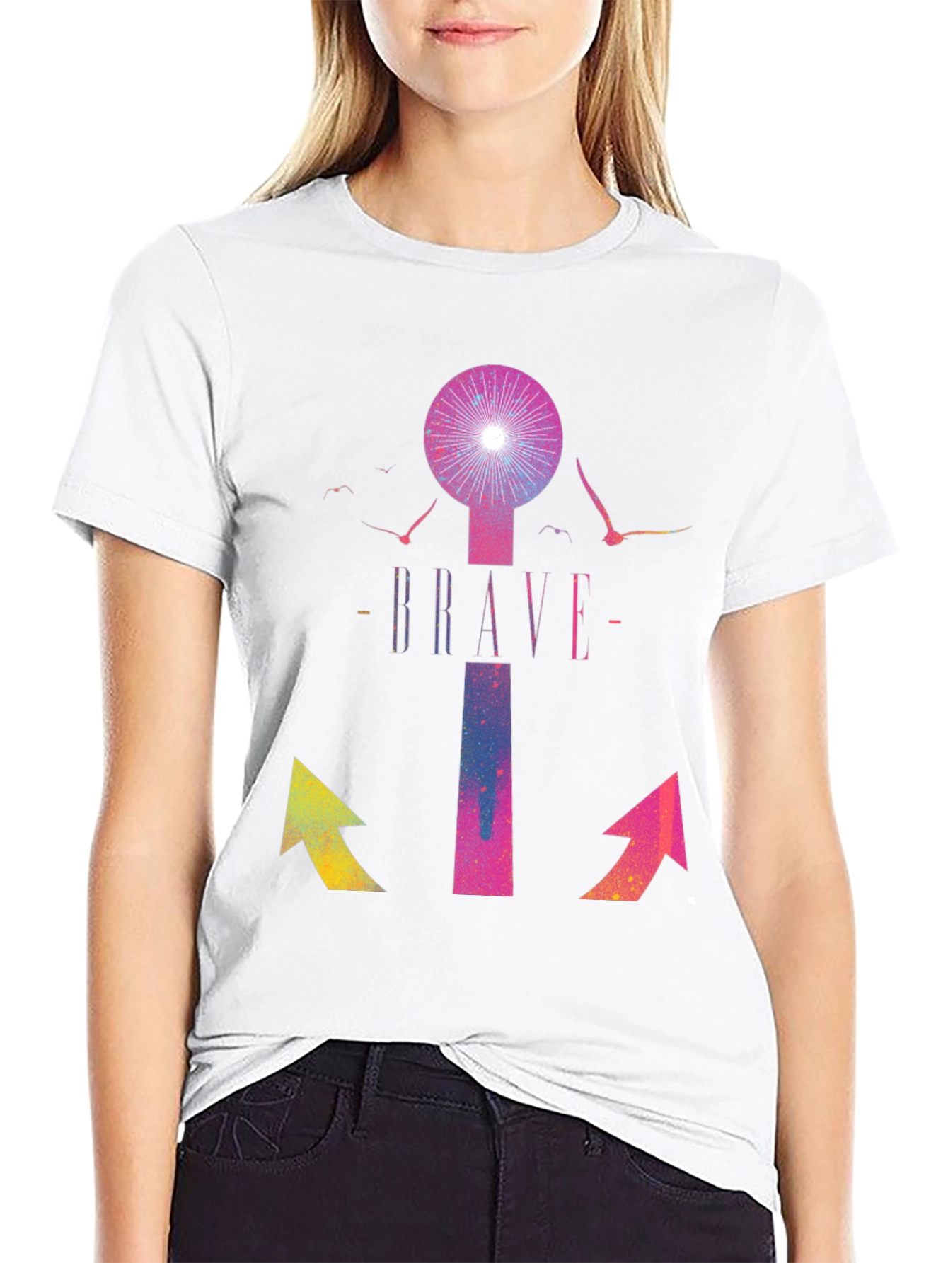 Brave Graphic Print Crew Neck T-Shirt