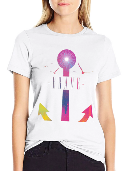 Brave Graphic Print Crew Neck T-Shirt