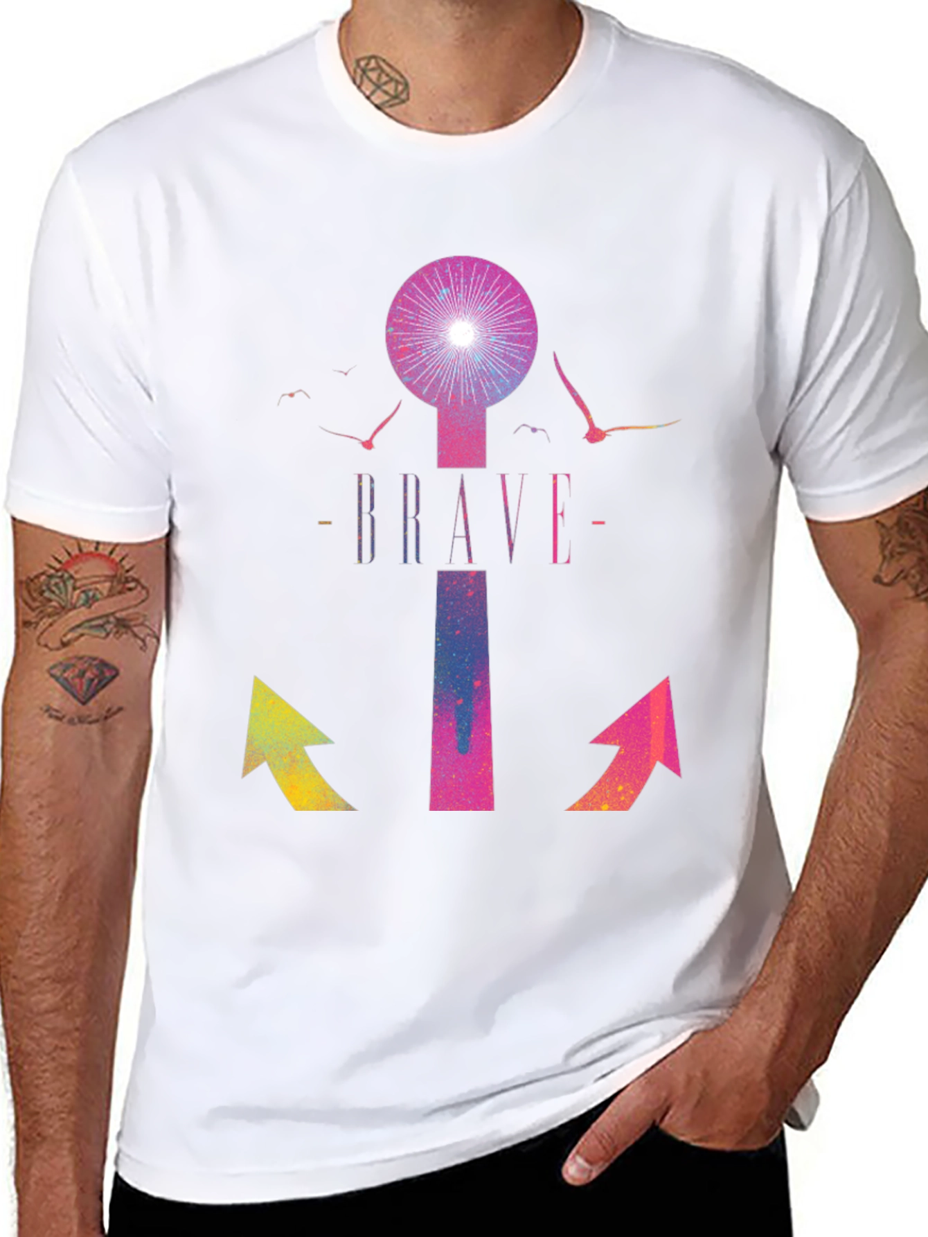 Brave Graphic Print Crew Neck T-Shirt