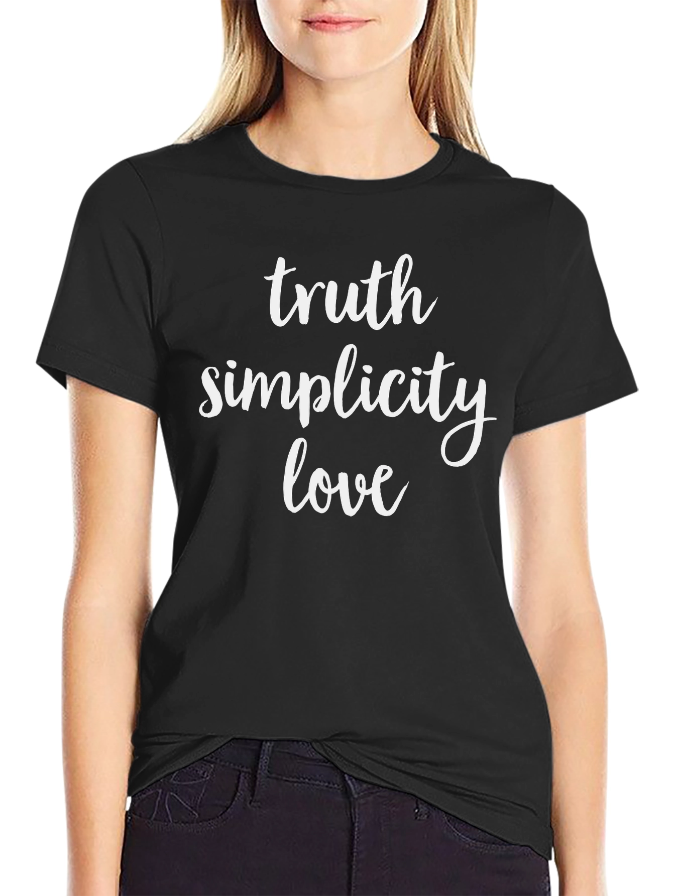 Truth Simplicity Love Graphic T-Shirt - Black