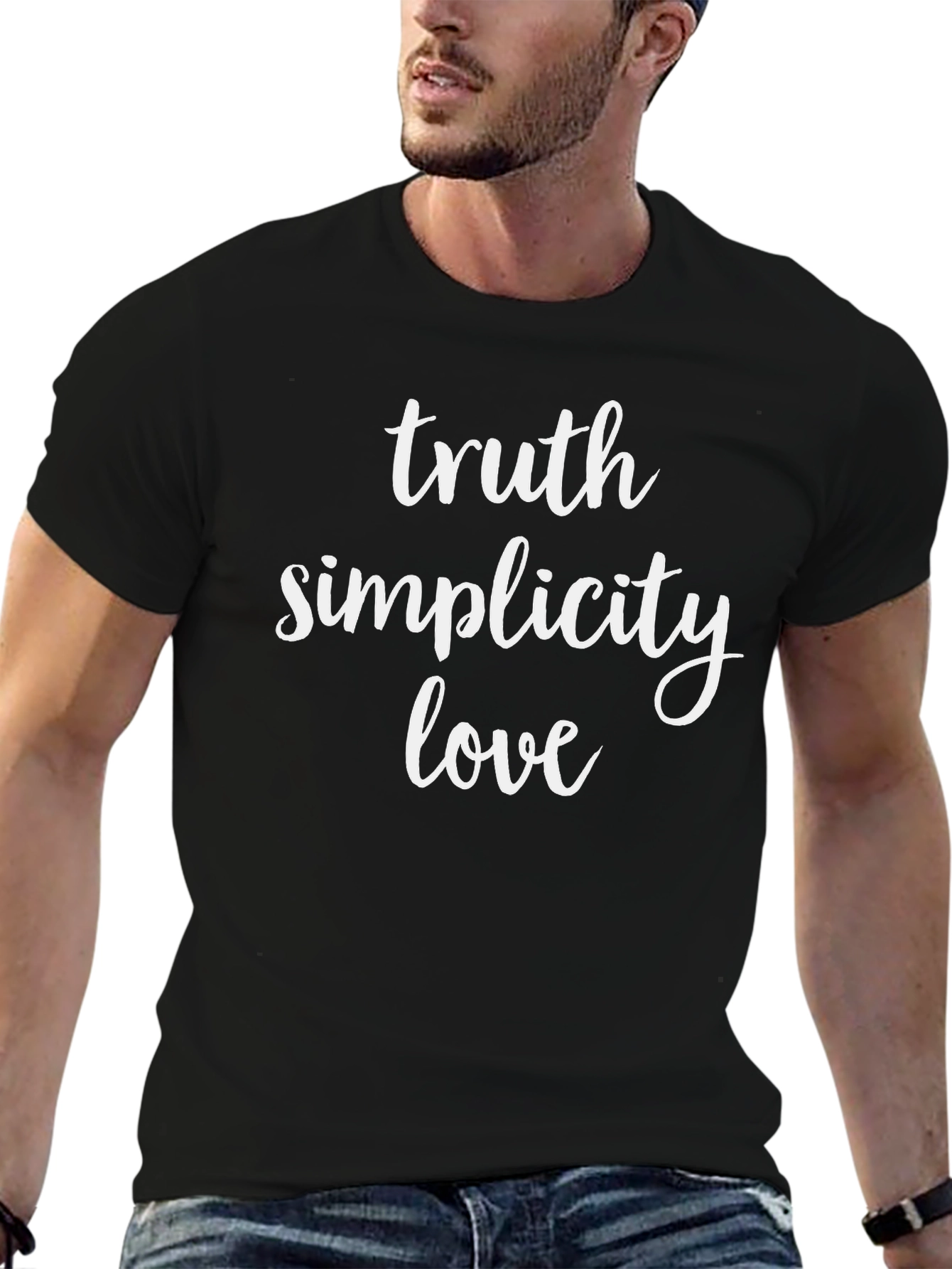 Truth Simplicity Love Graphic T-Shirt - Black