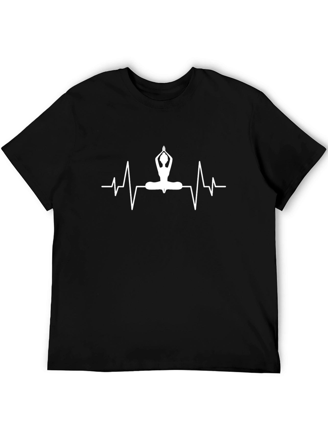 Yoga Heartbeat Graphic Tee - Black Cotton T-Shirt