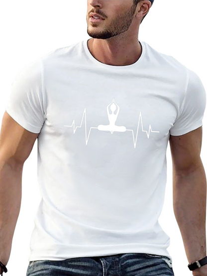 Yoga Heartbeat Graphic Tee - Black Cotton T-Shirt