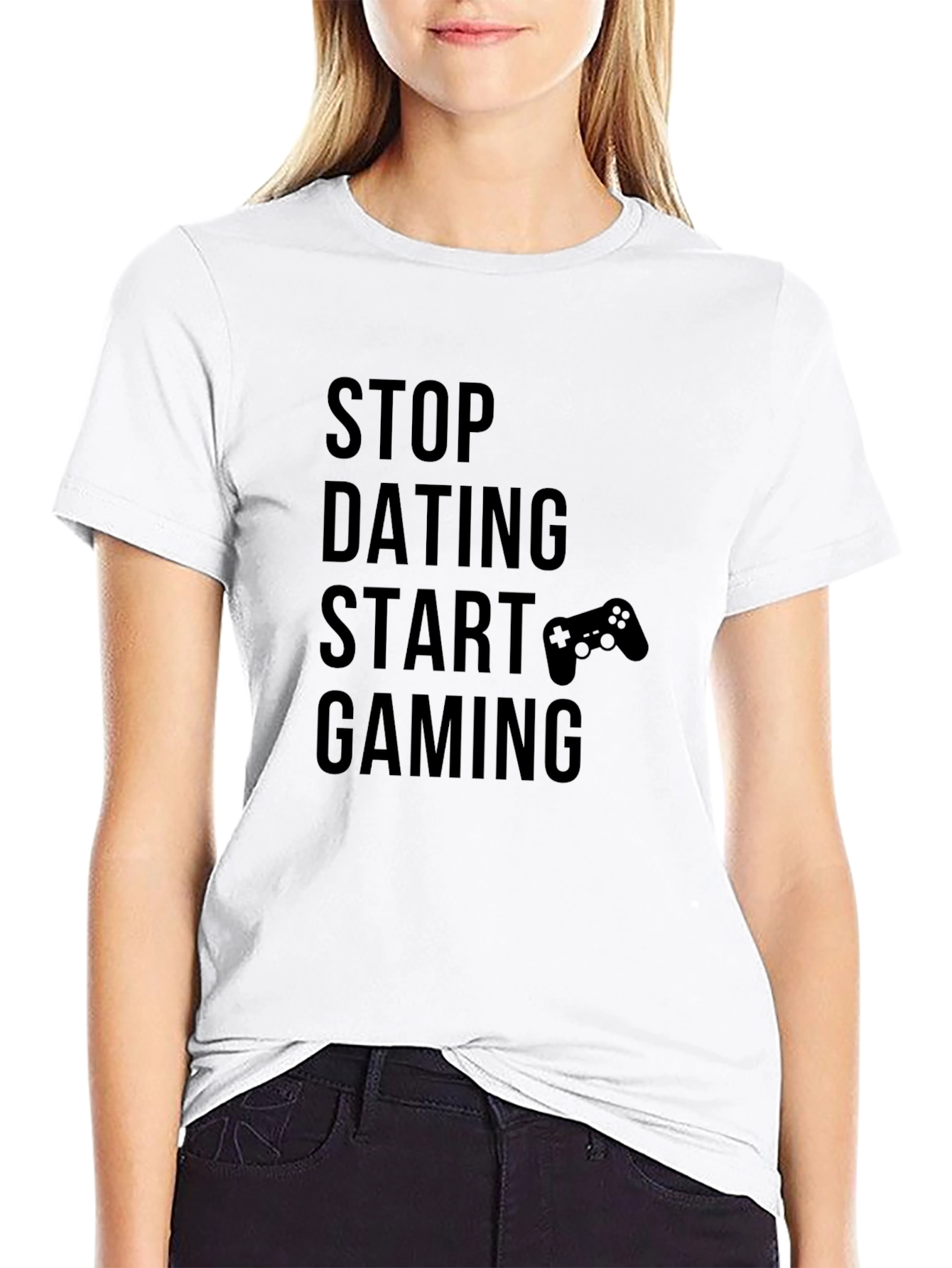 Stop Dating Start Gaming Black T-Shirt