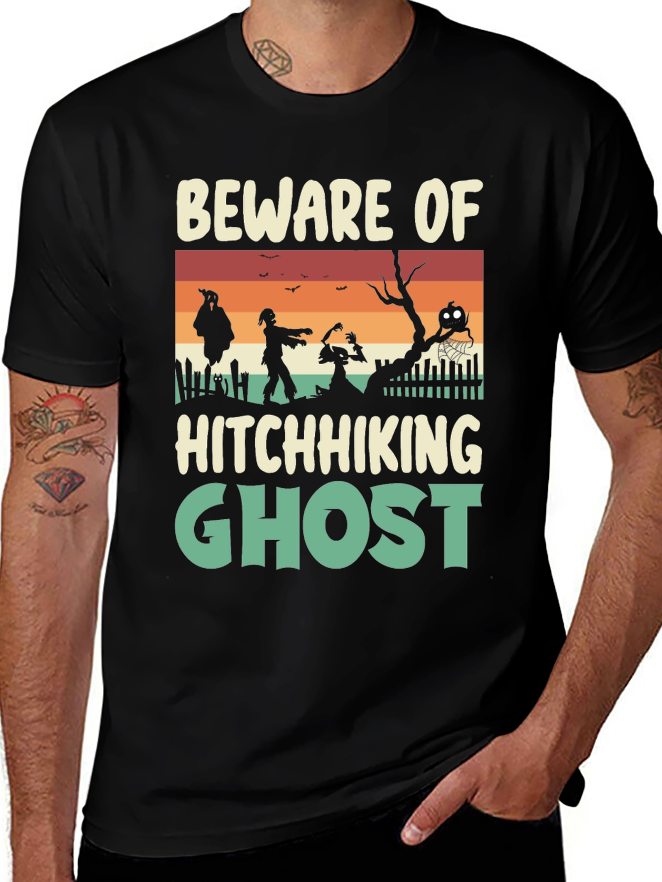 Beware Hitchhiking Ghost Graphic Tee