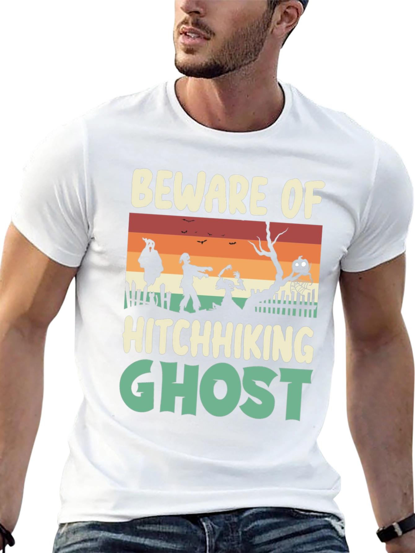 Beware Hitchhiking Ghost Graphic Tee