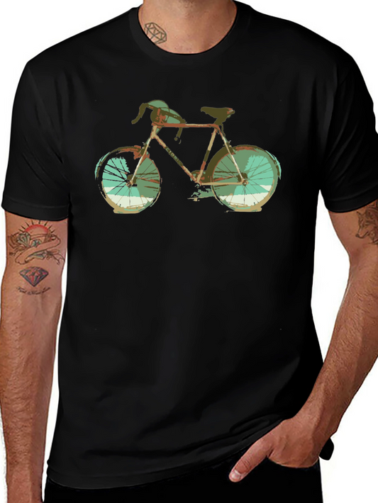 Vintage Bicycle Graphic Tee - Retro Style Black T-Shirt