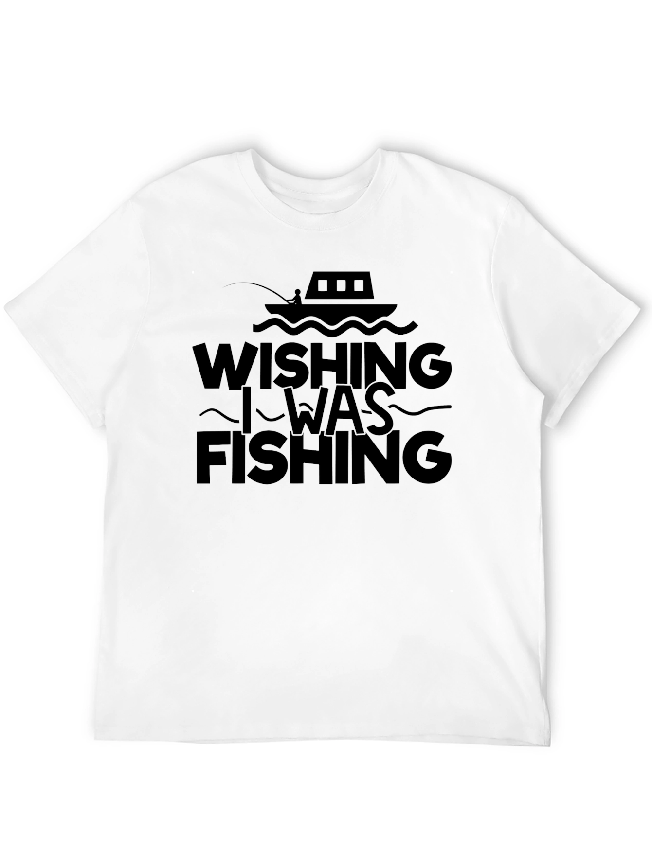 Wishing I Was Fishing Black Tee Shirt