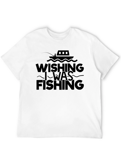 Wishing I Was Fishing Black Tee Shirt