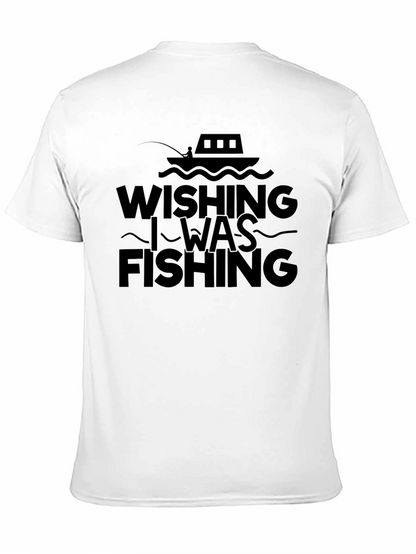 Wishing I Was Fishing Black Tee Shirt