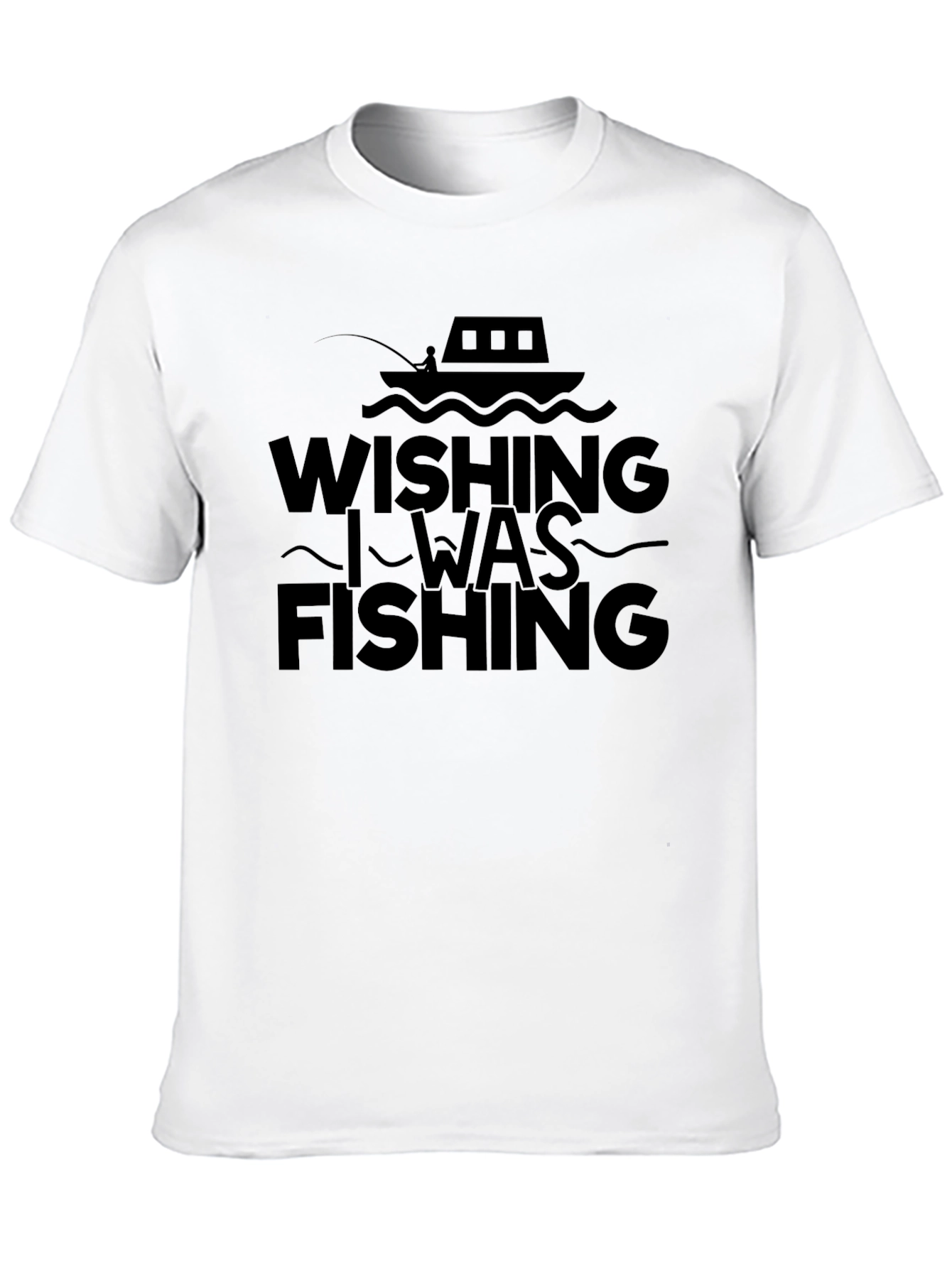 Wishing I Was Fishing Black Tee Shirt