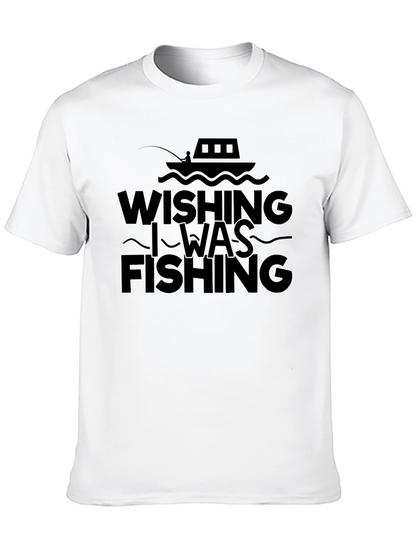Wishing I Was Fishing Black Tee Shirt
